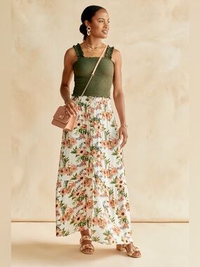 Franchesca’s Boutique Mi Ami Floral Tiered Maxi Boho Whimsy Flowy Skirt